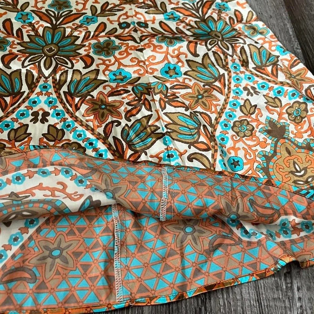 Geometric Print Silk Skirt - Picture 3 of 8